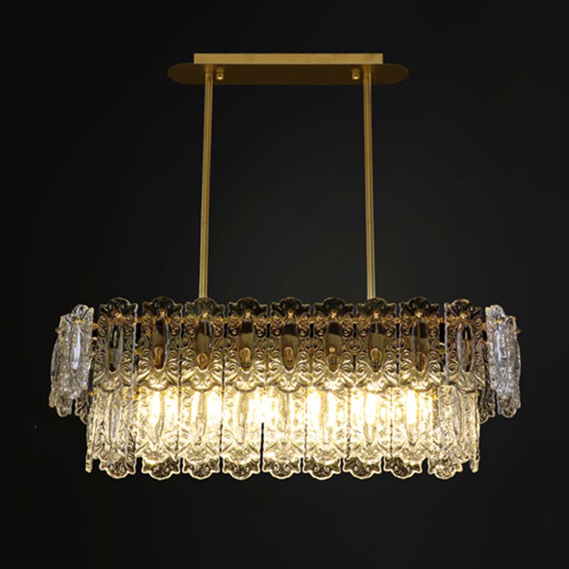 Rectangle Island Lighting Fixtures Modern Glass Island Lighting with Glass Shade