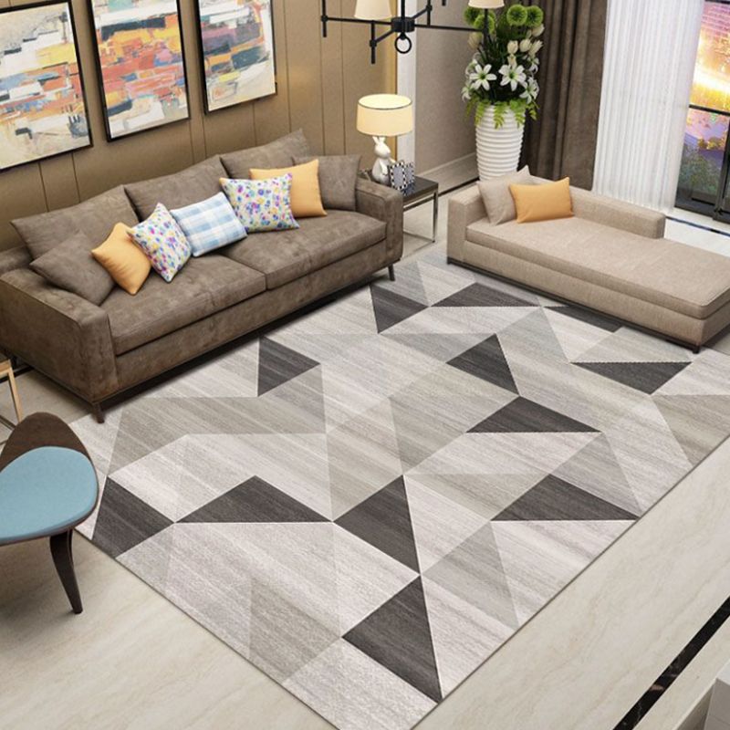 White Minimalist Rug Polyester Rectangle Rug Non-Slip Backing Rug for Home Decoration