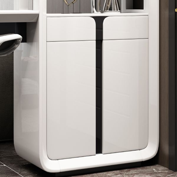 Glam White Laminate Bar Table 39.3"H Bistro Table with Wine Glass Holders, Only Table