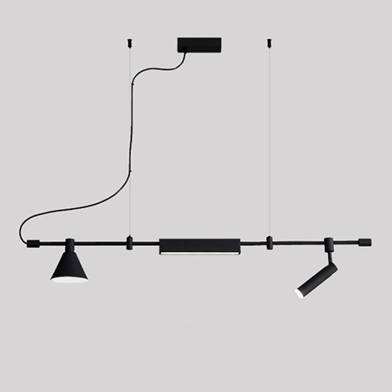 Modern Style Linear Shaped Island Pendant Metal Black Island Light for Restaurant