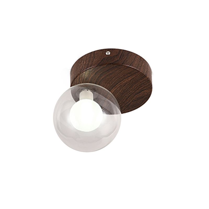 Modern Metal Flush Mount Ball Shape Ceiling Light with Glass Shade for Living Room