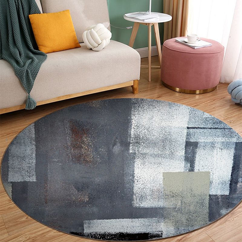 Orange Modern Rug Polyester Abstract Print Rug Washable Rug for Living Room