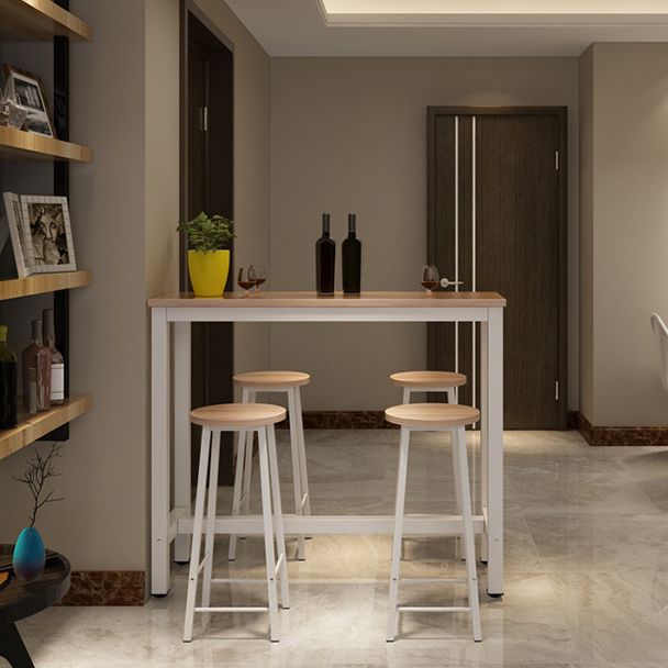 Modern Style Rectangle Bar Table Wood Bistro Bar Desk with Trestle Base