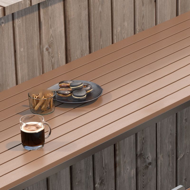 Rectangle Brown Top Bar Table Trestle Base Dining Table for Coffee Room