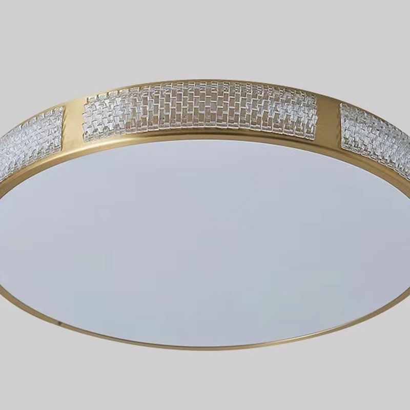 Modern Metal Ceiling Light Circle Shape Flush Mount with Glass Shade for Living Room