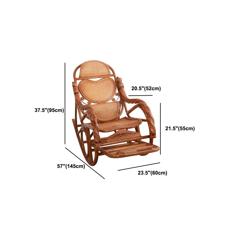 Traditional Rocking Chair Rattan Frame Spindle Backrest Indoor Rocking Chair