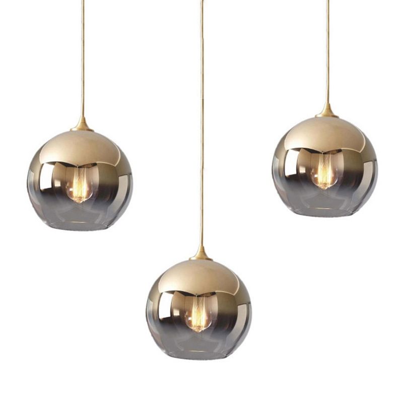 Modern Luxury Indoor Pendant Light Wrought Iron Globe Hanging Lamp with Glass Shade