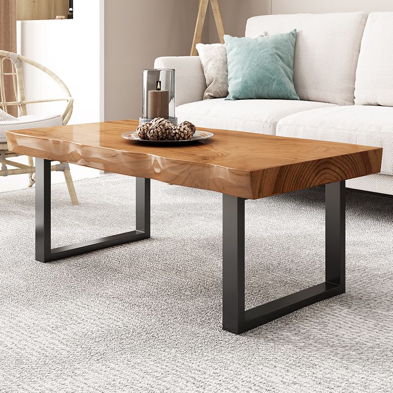 Contemporary Sled Coffee Table Rectangle Solid Wood Coffee Cocktail Table