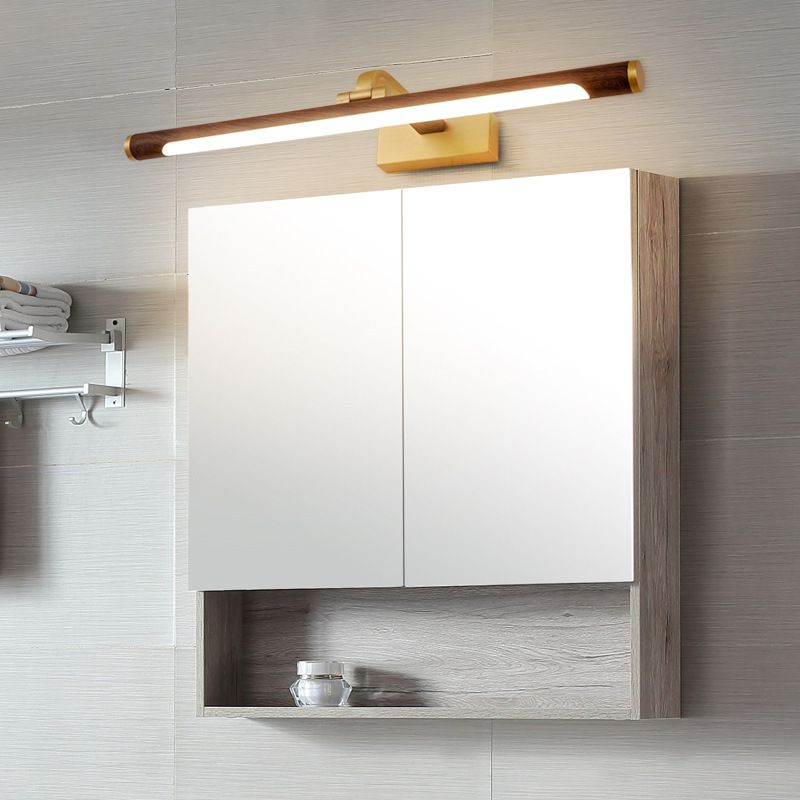 Metal Linear Shade Wall Sconce Modern Style Modern 1 Apparecchio di illuminazione da parete a specchio leggero in marrone