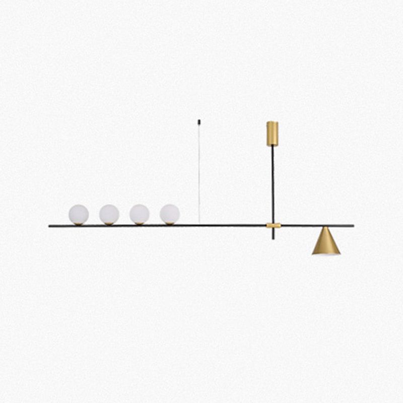 Modern Simple Iron Hanging Lamp Strip Shape Island Light Fixture for Dining Table