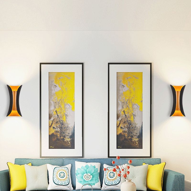 Geometrische Form Metall Wandleuchte moderne Stil 2 Lichter Wandhalterung Licht in Schwarz