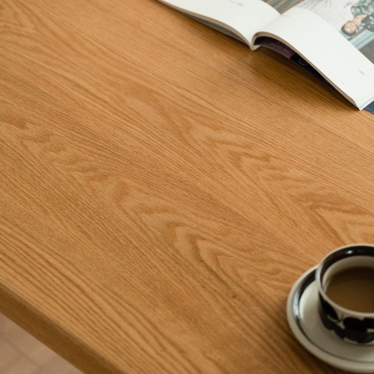 Modern Solid Wood Dining Table Natural Oak Rectangular Top with Double Pedestal