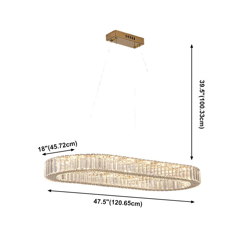 Contemporary Island Lighting Oval Crystal 1 Light Island Ceiling Light
