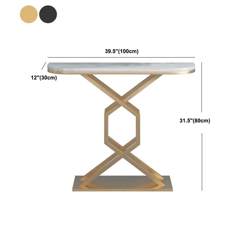 Glam Marble Console Table Half Moon Stain Resistant 12" W Accent Table for Hall