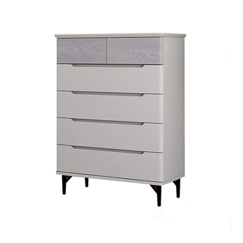 Contemporary Bedroom Chest Wooden Storage Chest in Gray with Drawers