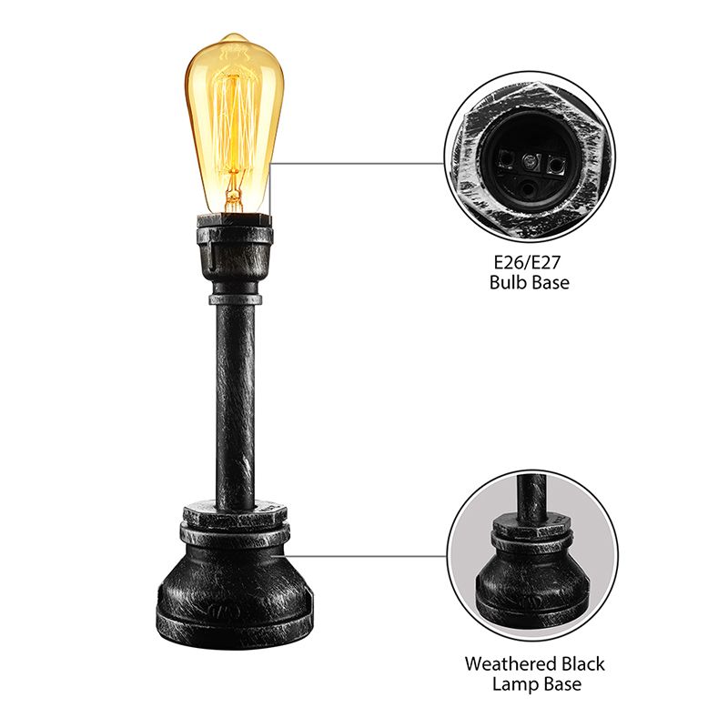 1 Light Exposed Table Lighting Industrial Style Copper / Antique Black Metal Table Lampe avec conception de tuyaux pour restaurant