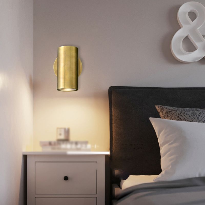 Half Cylinder Shade Metal Wall Sconce Modern Style 1 Light Wall Mounted Light in Brass