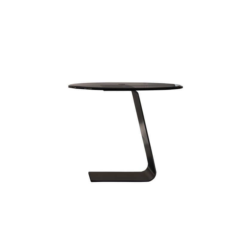 Glam Cocktail Table Drum Slate with Drawer Round Single Coffee Table