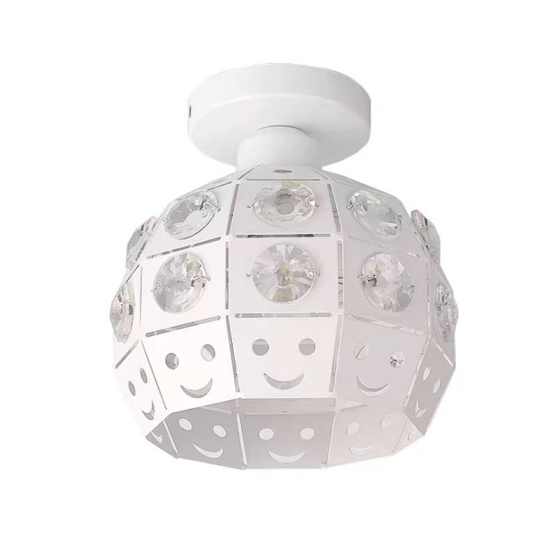 Plafón de techo redondo para pasillo, luz empotrada de cristal, estilo nórdico, 1 luz, color blanco