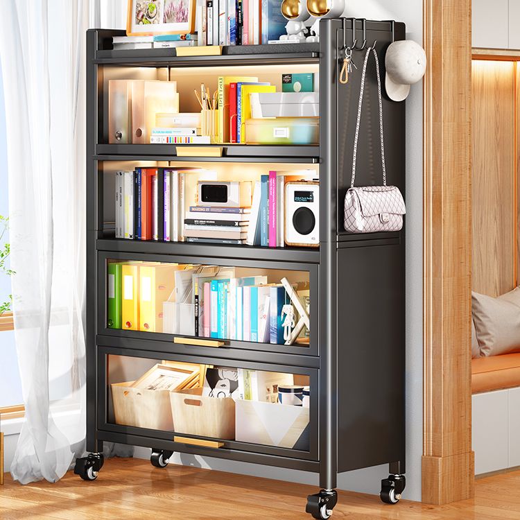 Metal Bookcase, 14.5" W, Geometric Multi Tiers Bookcase Shelves