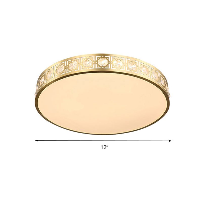 Lámpara LED redonda de montaje empotrado de 12 "/16"/19,5 "W, accesorio montado en el techo de cristal de latón moderno para dormitorio