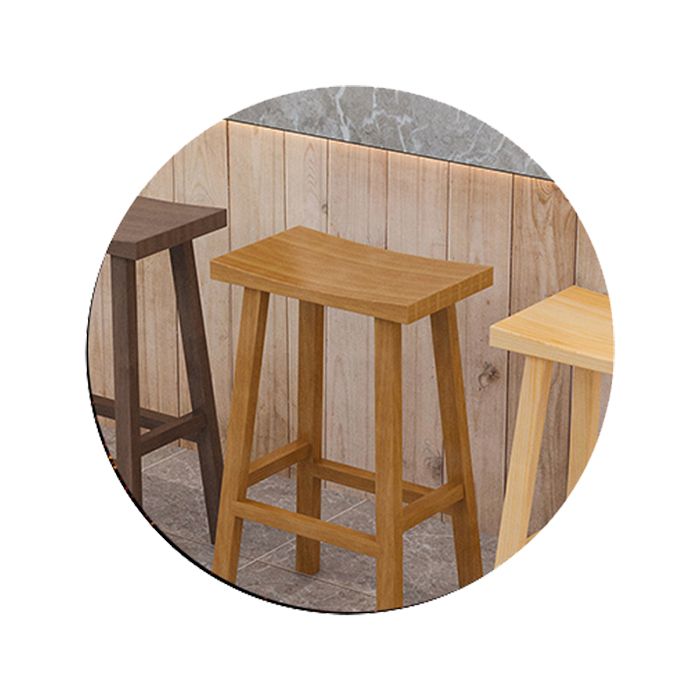 Coffee Shop Simple Wood Barstool Indoor Wood 4 Legs Bar Stool with Pedal