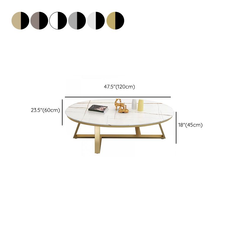 Contemporary Coffee Table Oval Single Stone Coffee Cocktail Table