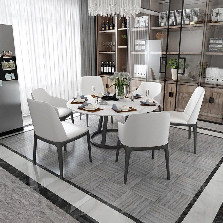Glam 1/4/6 Pieces Dining Set Round Stone Dining Table for Dining Room