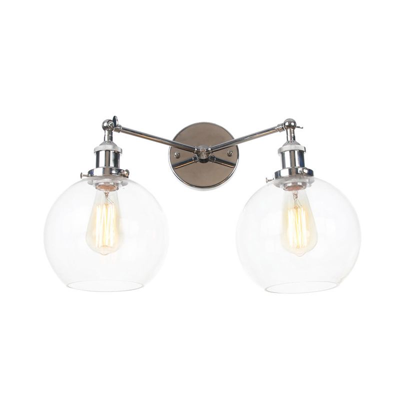Schwarz/Chrom/Kupfer 2 Lichter Wandmontage Light Bauernhaus Globe Leuchten für Wohnzimmer