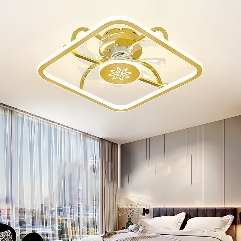 Kinderstil Geometrie Deckenventilator Leuchten Metall 2-Licht-LED-Flush Leuchten in Gold