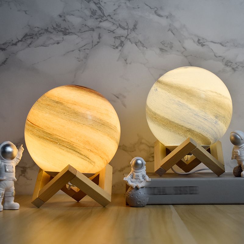 Lampe de table de style moderne 1 lumière de bureau en bois avec nuance en verre pour le salon