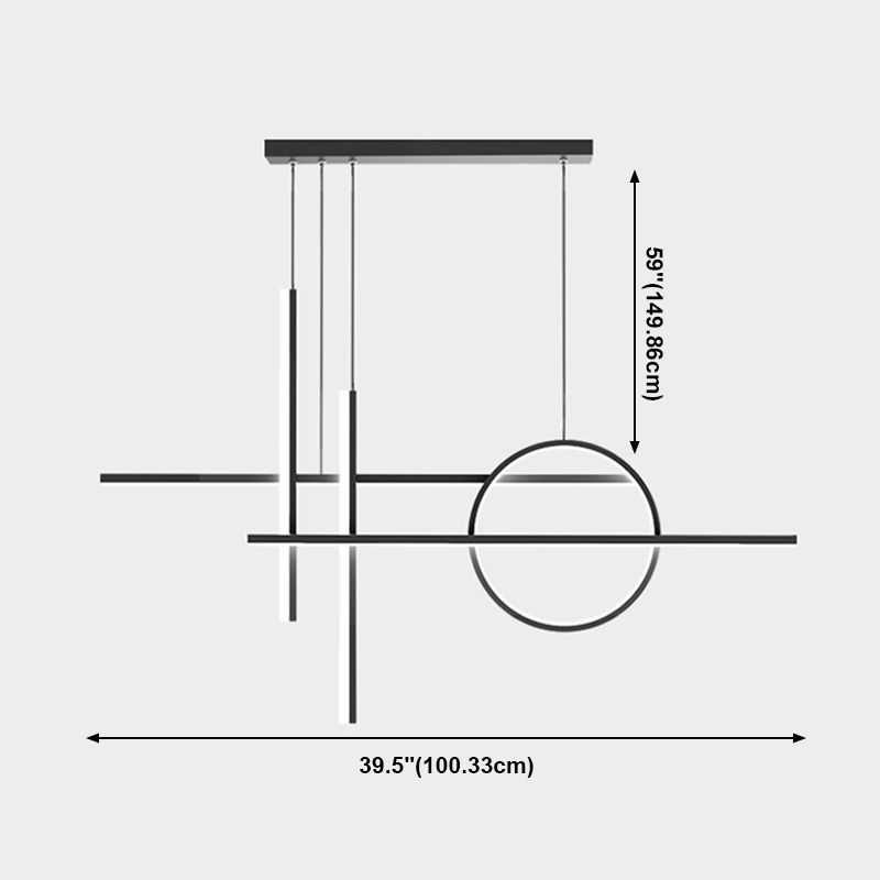 5-Light Geometric Island Lights Contemporary Metal Island Ceiling Light in Black