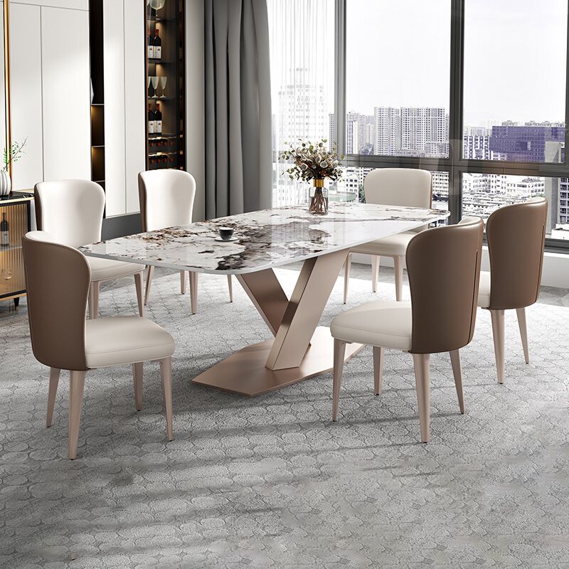 Glam 1/4/5/7 Pieces Dining Set Sintered Stone Dining Table Set with Pedestal Base