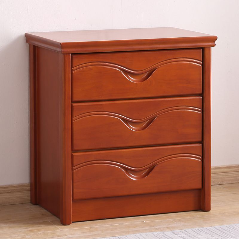 Mid-Century Modern Brown Accent Chest with Drawers Chest in Rubberwood