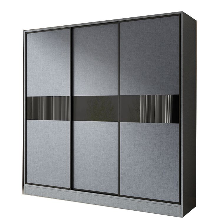 Modern Grey Wardrobe Cabinet Engineered Wood Wardrobe with Garment Rod