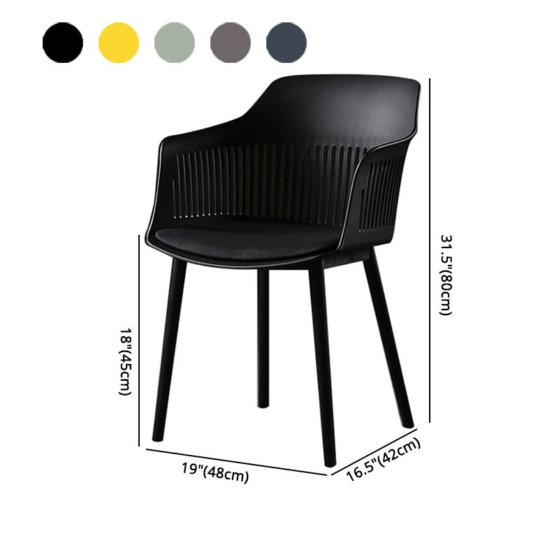 Contemporary Slat Back Arm Chair Matte Finish Metal Chair for Patio