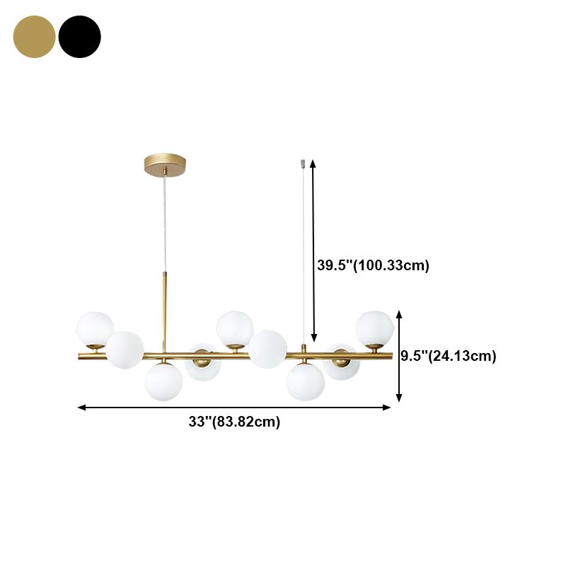 Modern Metal Ceiling Light Ball Shape Pendant Lamp with Glass Shade for Living Room