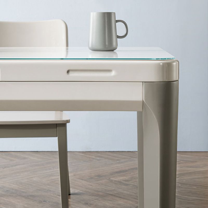 White Rectangular Dinette Table Set 1/5 Pieces Modern Dining Set