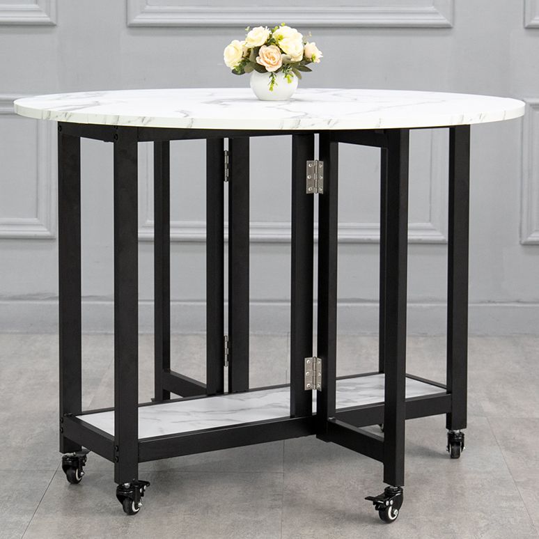 Round Dining Table Mid-Century Style Trestle Base Table for Dining Room