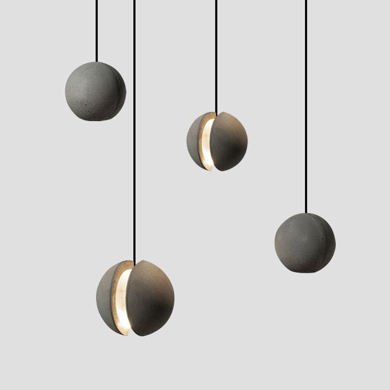 Modern Artistic LED Pendant Light Cement Globe Hanging Lamp with Acrylic Shade