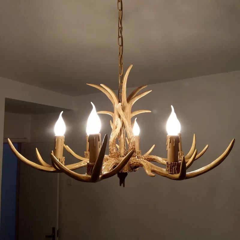6/8/12 Bulbes CHANDELIER LODGE 1/2 LAPIR SUSPENTION DE PLAFIER DE RESIN ANTLER UNE LA MAIN