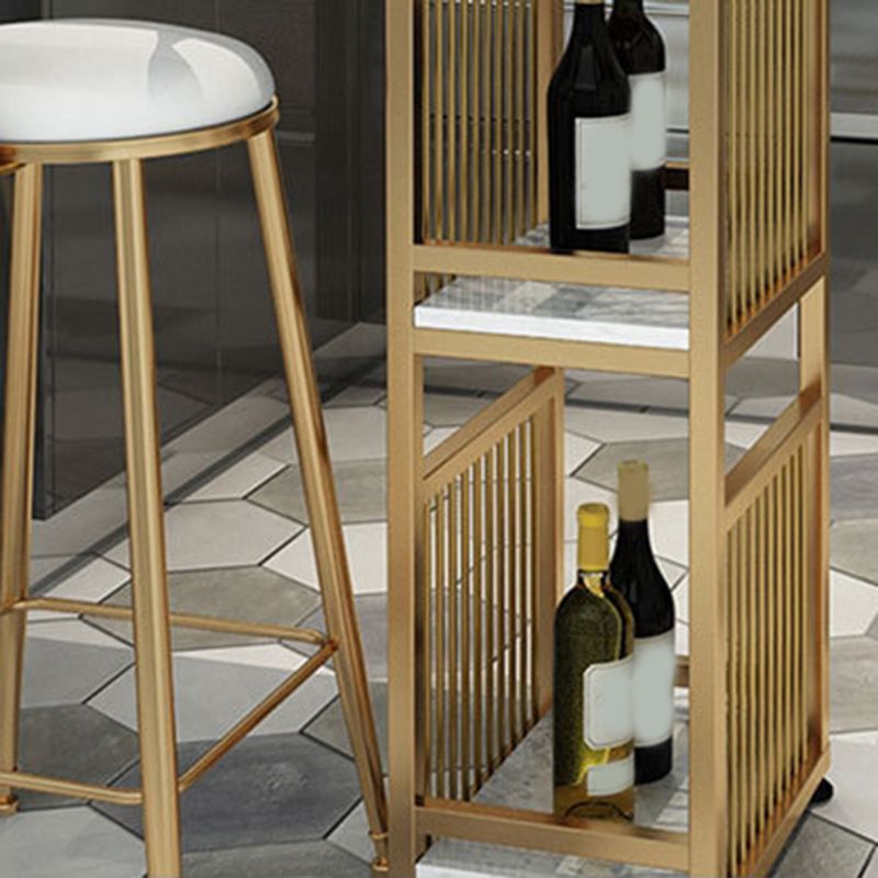 Faux Marble Top Bar Height Table Glam Style Bistro Table with 2 Shelves