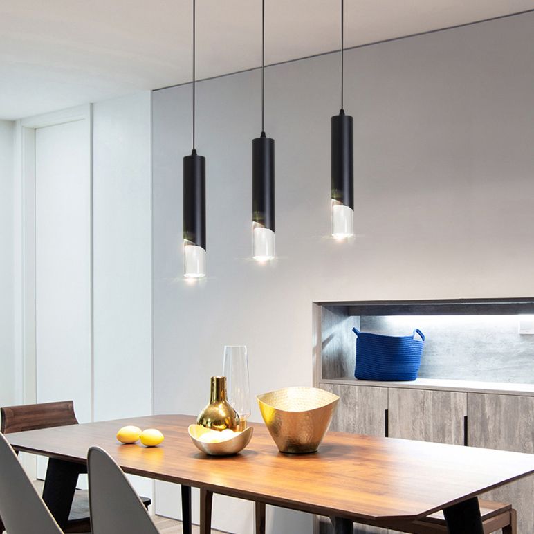 Tube Dinning Room Hanging Light Fixture Metal Simple Style Pendant Light Fixture