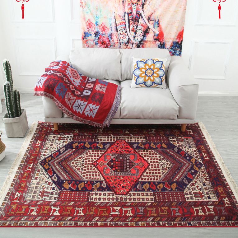 Boheems gebied tapijt polyester medaillon print binnen tapijt vlek resistent tapijt voor woonkamer