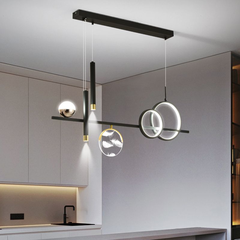 Modern Straight Bars Island Chandelier Lights Metal Island Lighting