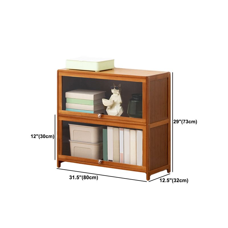 Brown Shelf Bookcase Door Standard Wood Bookcase for Home Office