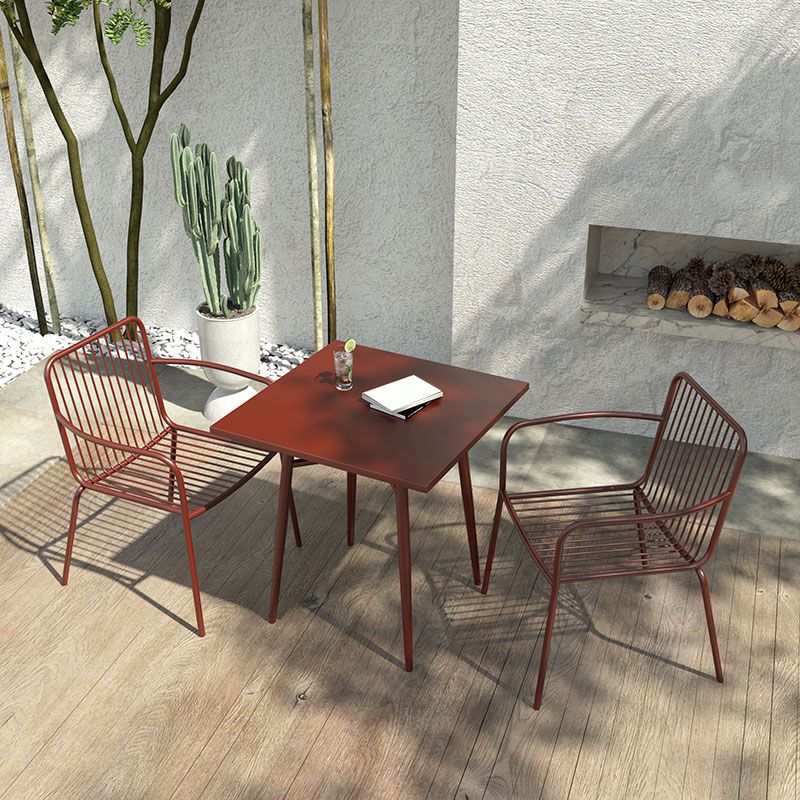 Modern Outdoor Bistro Chairs Metal With Arm Iron Patio Dining Armchair