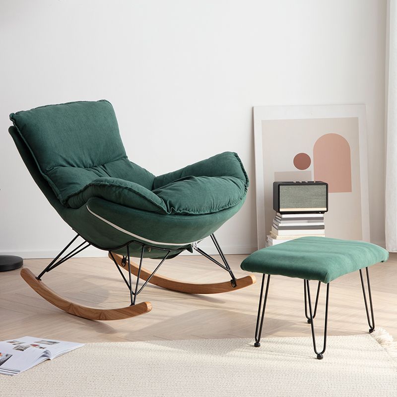 Rocking Chair Fabric Houndstooth Scratch Resistant Rocking Chair with Ottoman