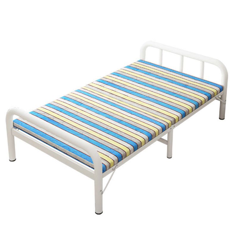 White Steel Folding Bed Contemporary Open-Frame Bed Set - 23.6" H