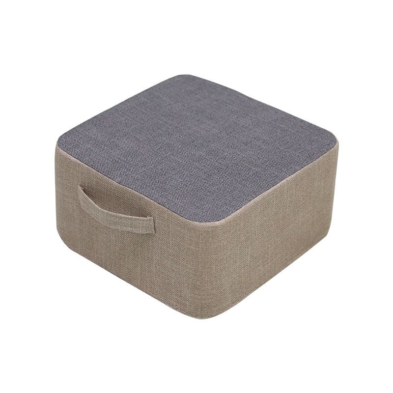 Casual Cotton Pouf Chair Contrast Color Square Upholstered Ottoman Stool